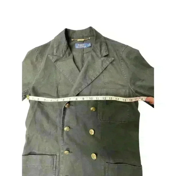 POLO by Ralph Lauren Black Cotton/Linen Military Jacket Coat Blazer Size 8 - Picture 11 of 16